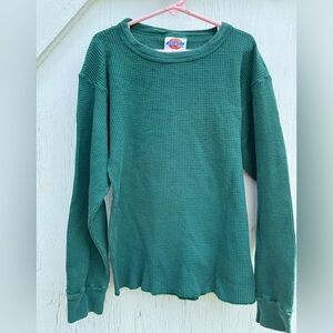 Vintage Dickies Kids Large Green Long Sleeve Thermal Shirt